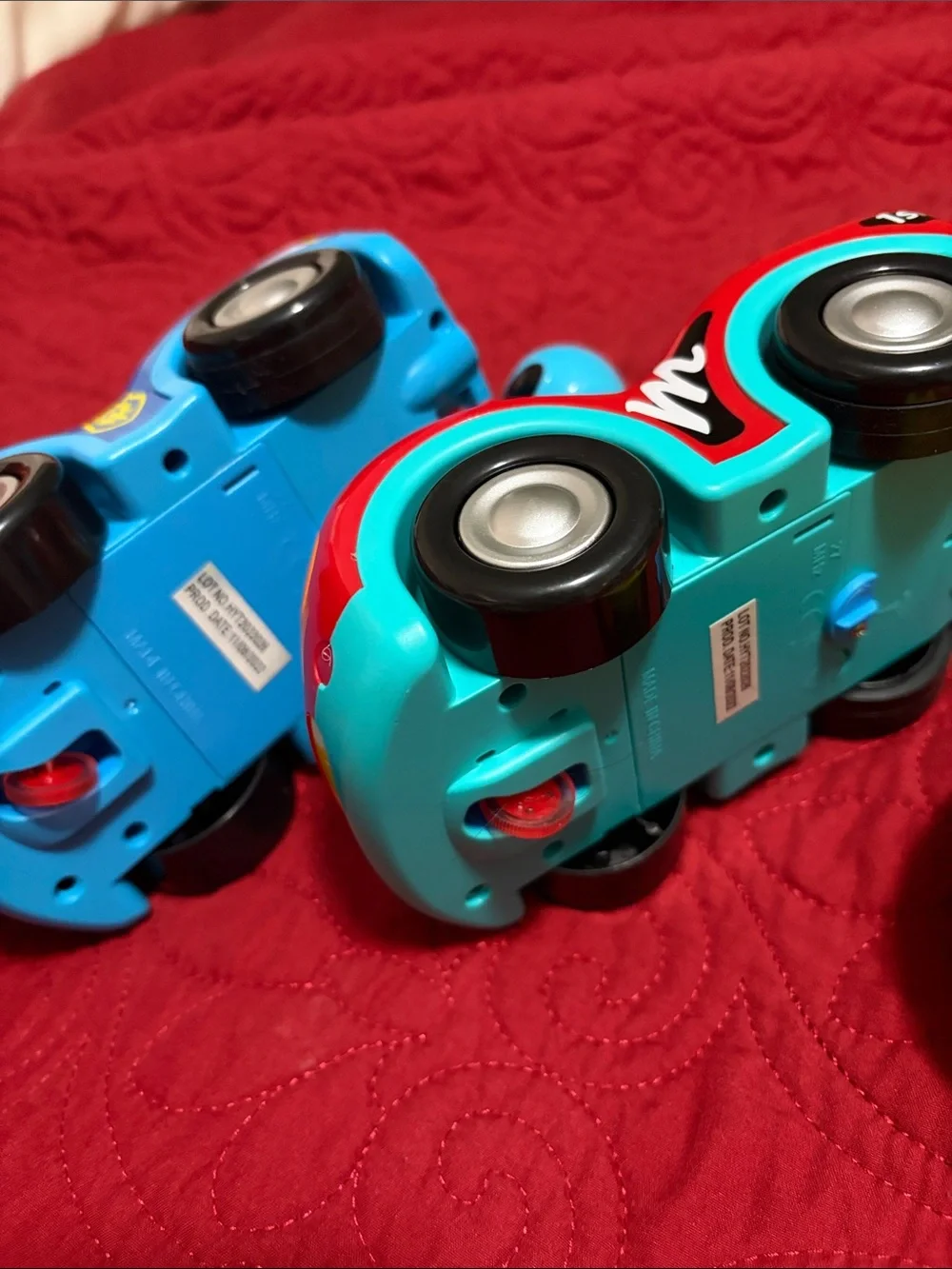 Kids Remote Control Police and Race Car Toy Set - Blue & Red